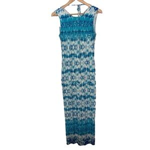 Forest Lily maxi dress blue white bohemian size 6 sleeveless lightweight jersey